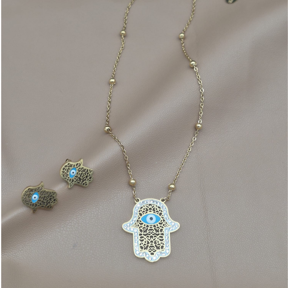 Hamsa Vision Kolye ve Küpe Takımı